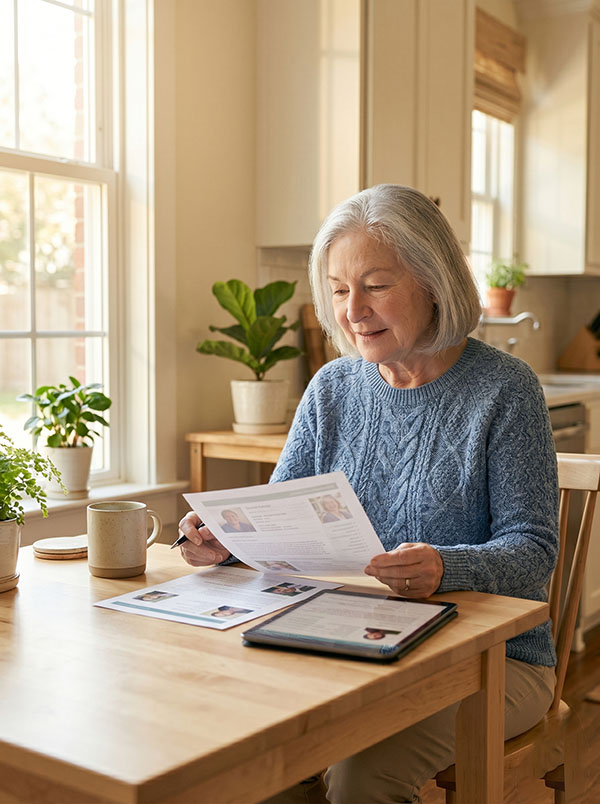 Family reviewing caregiver profiles