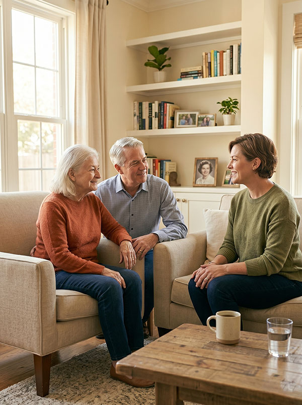 Family interviewing caregiver candidate